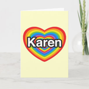 Carte J'aime Karen. Je t'aime Karen. Coeur