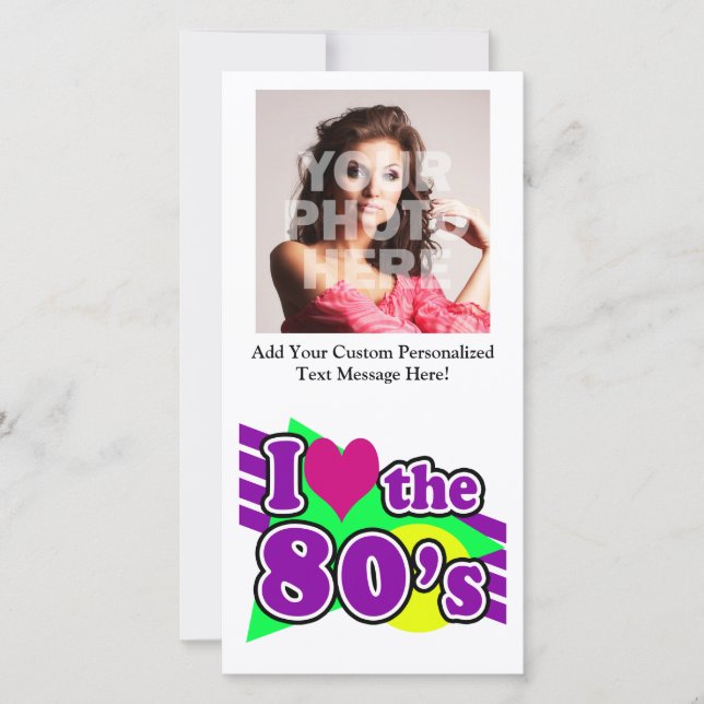 Carte J'aime la fête géométrique des années 80 Neon Eigh (Devant)