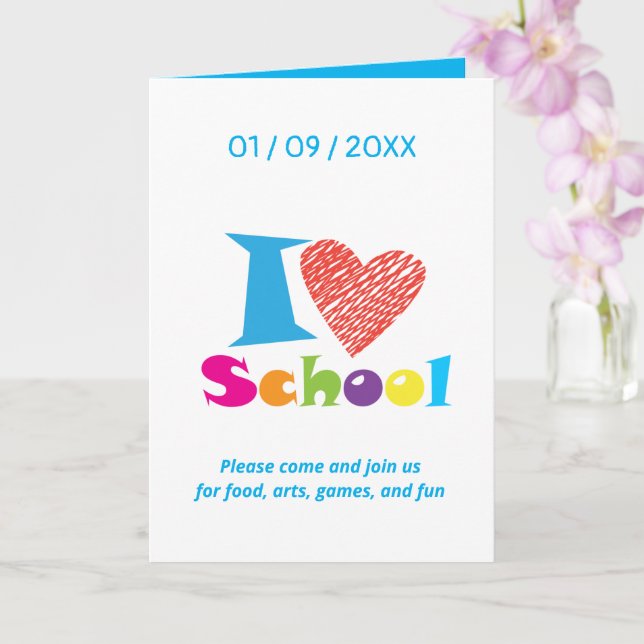 Carte J'Aime L'École. Retour à l'école de dessin animé (Orchidée)