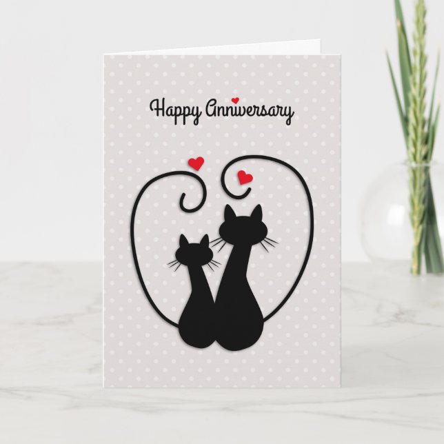 Carte J'aime les chats, joyeux anniversaire de mariage (Devant)