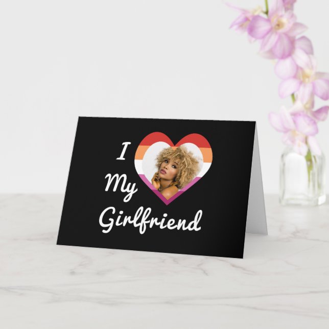 Carte J'aime ma petite amie Fierté lesbienne Photo perso (Orchidée)