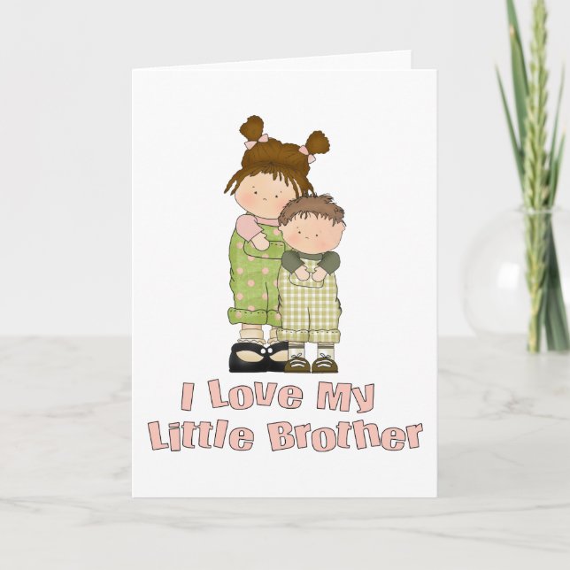 Carte J'aime ma petite fille frère et garçon (Devant)