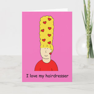 Carte J'Aime Mon Coiffeur Blonde Beehive