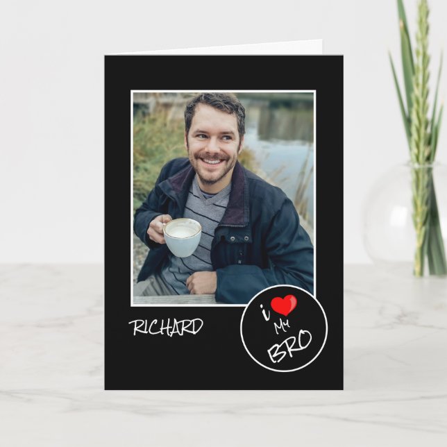 Carte J'aime mon frère, Photo personnalisée – Personnali (Devant)