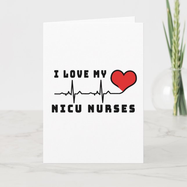 Carte J'Aime Mon NICU Infirmières Coeur Beat (Devant)