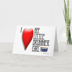 Carte J'AIME MON PETIT GARÇON de BATTEUR (le blanc à