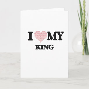 Carte J'aime mon roi (Coeur fait de mots)