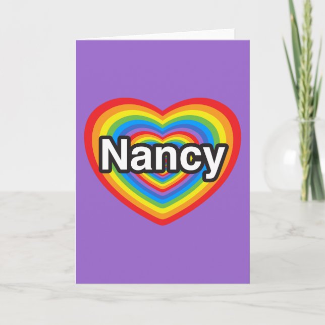 Carte J'aime Nancy. Je t'aime Nancy. Cœur (Devant)