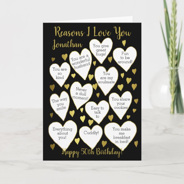 Carte Jalon Anniversaire Raisons Je Vous Aime Personnali (Devant)