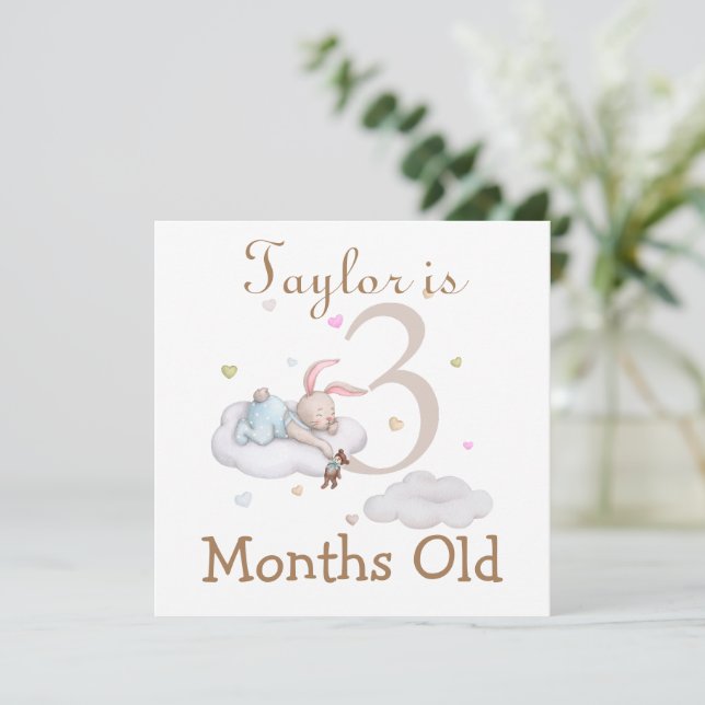 Carte Jalons Bébés mignons Marqueurs 3 et 4 mois (Debout devant)