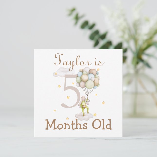 Carte Jalons Bébés mignons Marqueurs 5 et 6 mois Vieux (Debout devant)