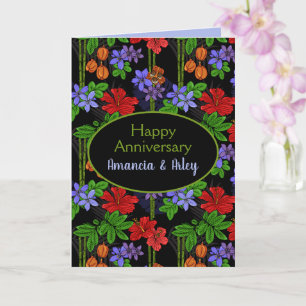 Carte Jamaican Tropical Palms and Flowers Anniversary