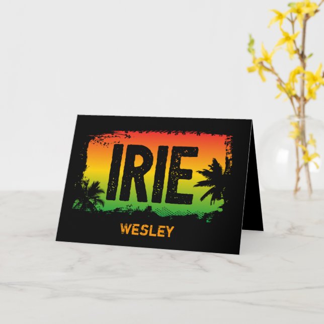 Carte Jamaïque IRIE Tropical Palm Tree Rasta Drapeau Cou (Fleur jaune)
