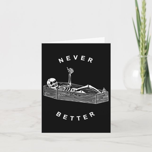 Carte Jamais Mieux Skull Skeleton Dans L'Hallowee De Cof (Devant)