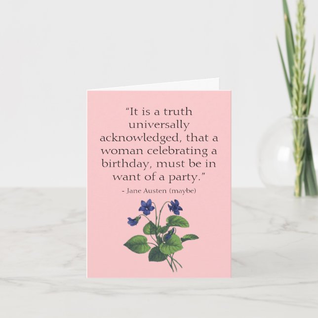 Carte Jane Austen Fierté et préjugés Anniversaire (Devant)