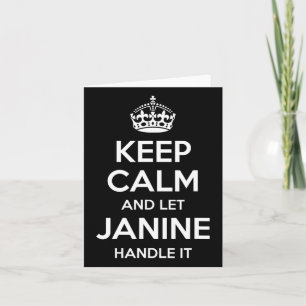 Carte Janine Keep Calm Nom Personnalisé Drôle Anniversai