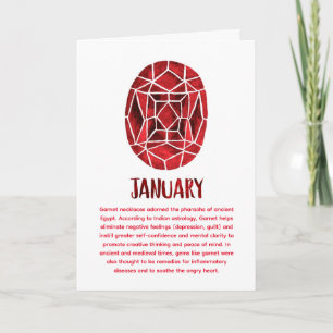 Carte Janvier Birthstone Garnet Anniversaire Aquarelle