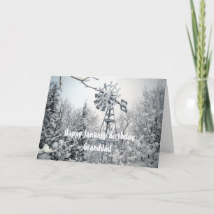 Carte Janvier de grand-père Anniversaire de neige du mou