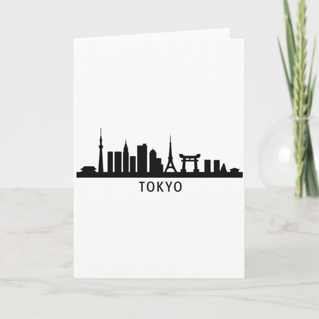 Carte Japan Cityscape Travel | Tokyo Skyline Silhouette (Devant)