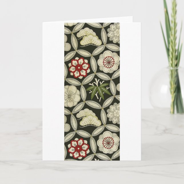 Carte Japonais KIMONO Textile, motif floral (Devant)