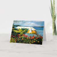 Jardin aux fleurs et bungalow par Winslow Homer