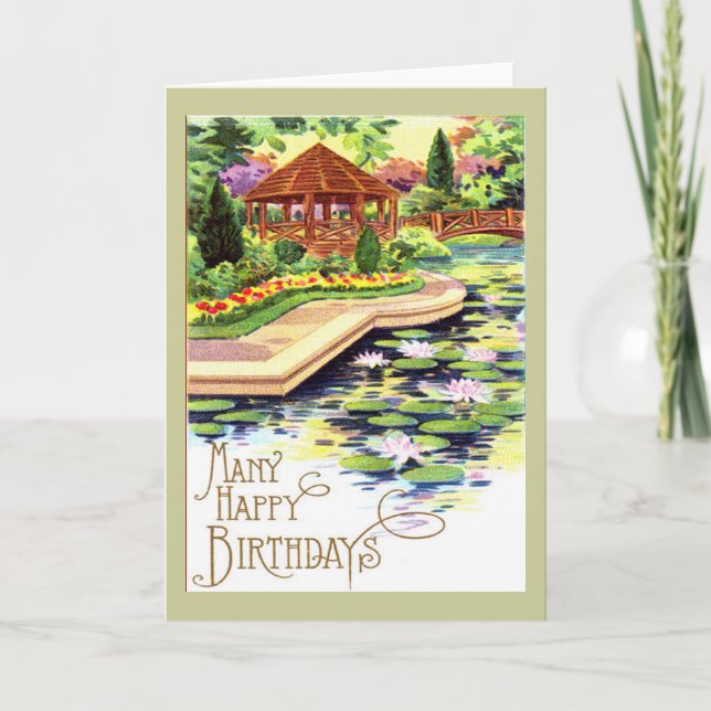 Carte Jardin aux fleurs vintages Anniversaire (Devant)
