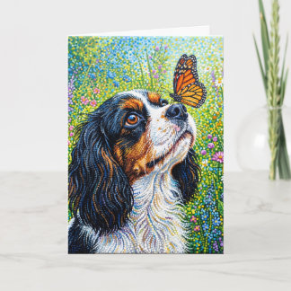 Carte Jardin aux papillons Cavalier King Charles Spaniel