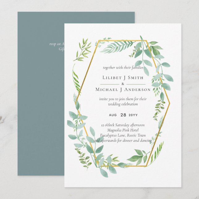 Carte Jardin botanique Feuille Mariage de verdure (Devant / Derrière)