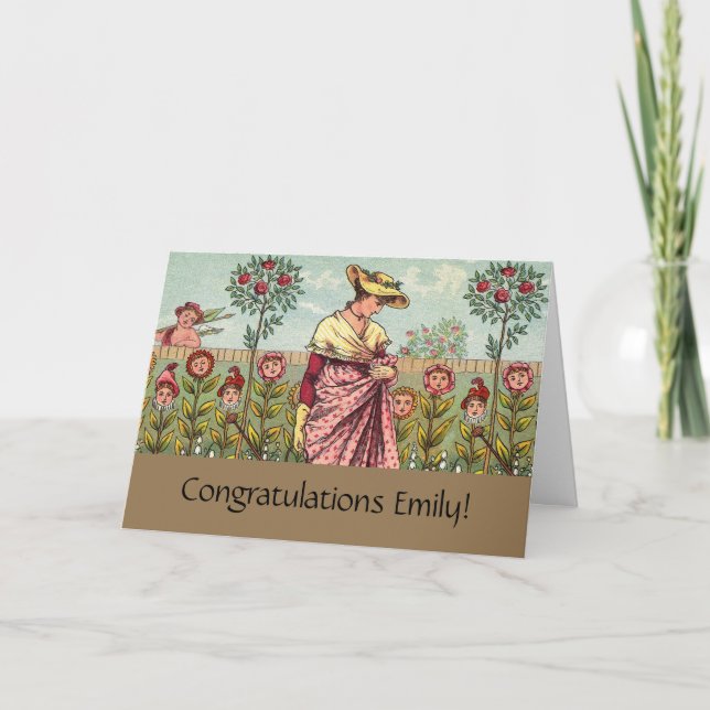 Carte Jardin Cultivation Flower Woman Art Antique (Devant)