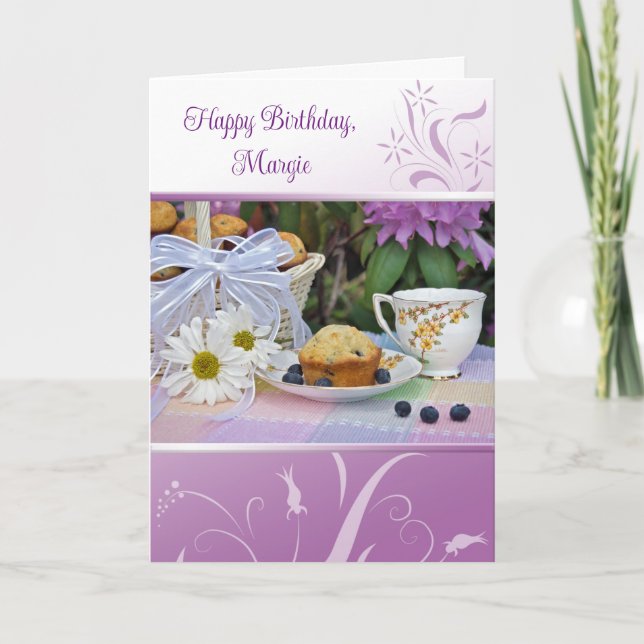 Carte Jardin D'Anniversaire Petit Déjeuner Avec Muffins (Devant)
