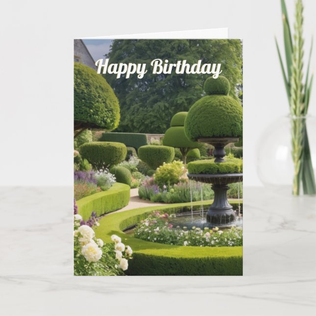 Carte Jardin de campagne élégant Topiary Fontaine Annive (Devant)