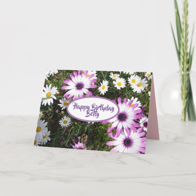 Carte Jardin de Fleur de marguerite violet blanc Joyeux  (Devant)
