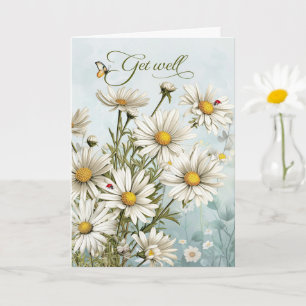 Carte Jardin de marguerites blanches Guérissez avec papi