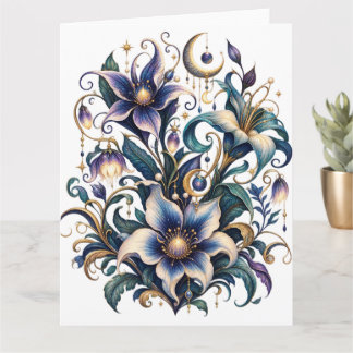 Carte Jardin de Minuit Enchanté : Bleu Lumineux et Or