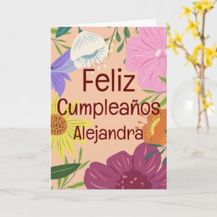 Carte Jardin de printemps espagnol Grandes fleurs Joyeux