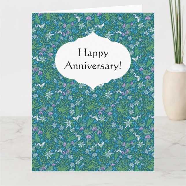 Carte Jardin de printemps Fête des Mères Bleu pourpre bl (Devant)
