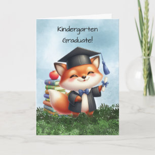 Carte Jardin d'enfants Graduation Garçon Fox Félicitatio