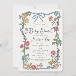 Carte Jardin d'été Baby shower floral brillant