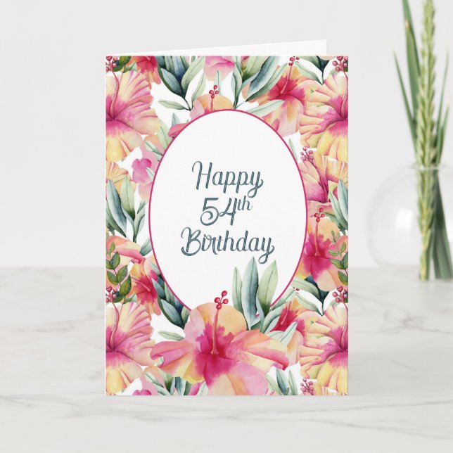 Carte Jardin d'Hibiscus pour 54e anniversaire (Devant)