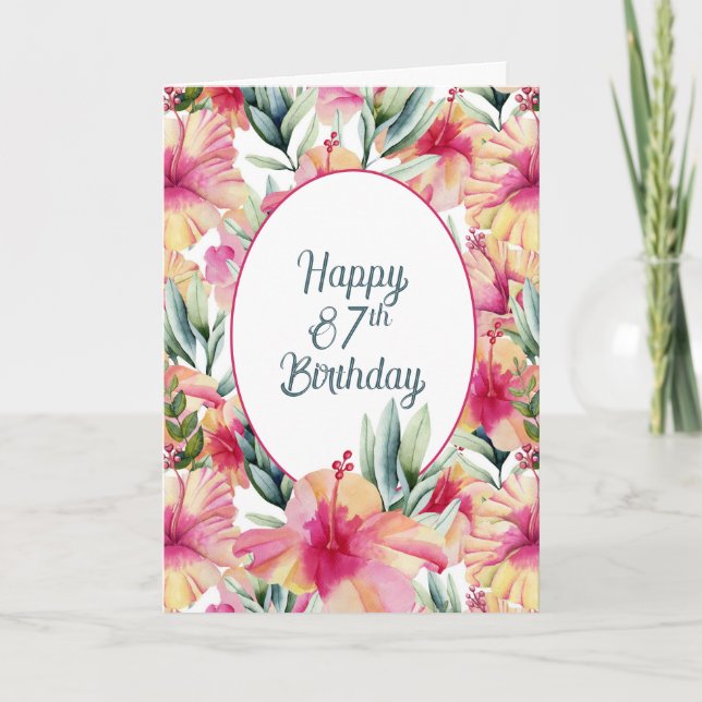 Carte Jardin d'Hibiscus pour 87ème anniversaire (Devant)