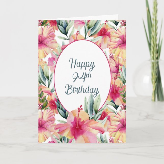 Carte Jardin d'Hibiscus pour 94e anniversaire (Devant)