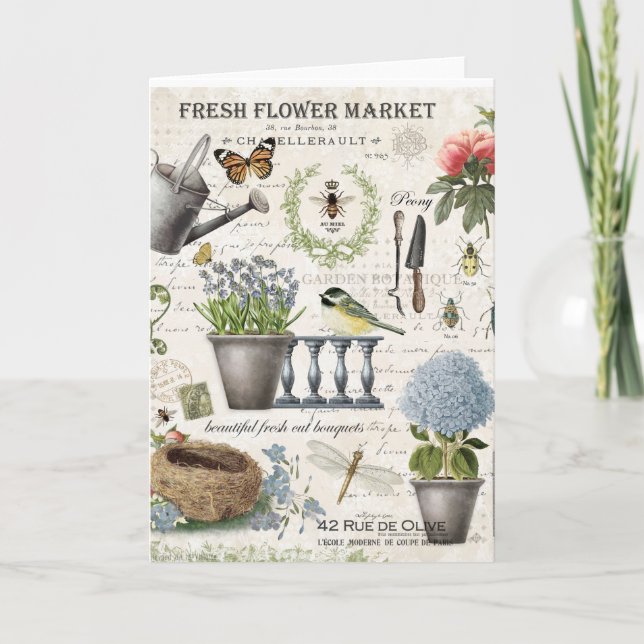 Carte Jardin fleuri Vintage (Devant)