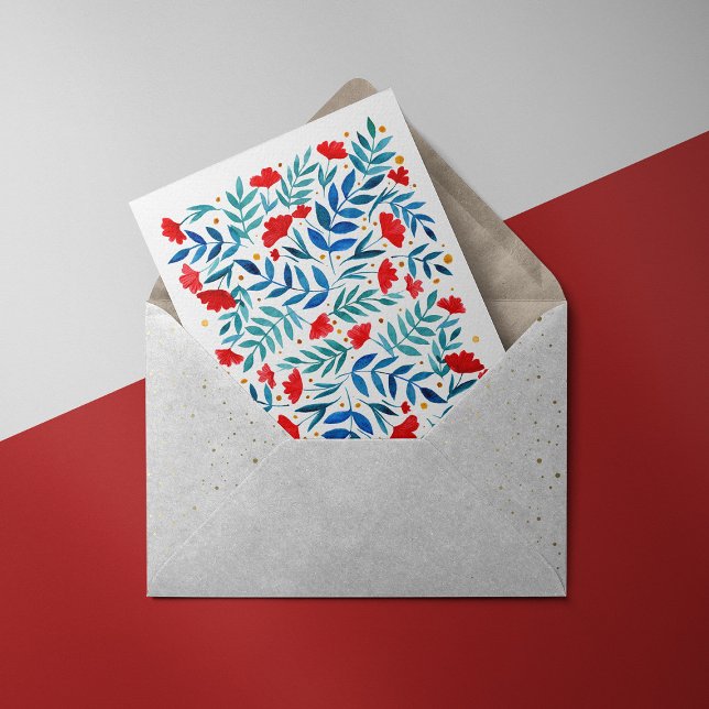 Carte Jardin magique - rouge et turquoise (Créateur téléchargé)