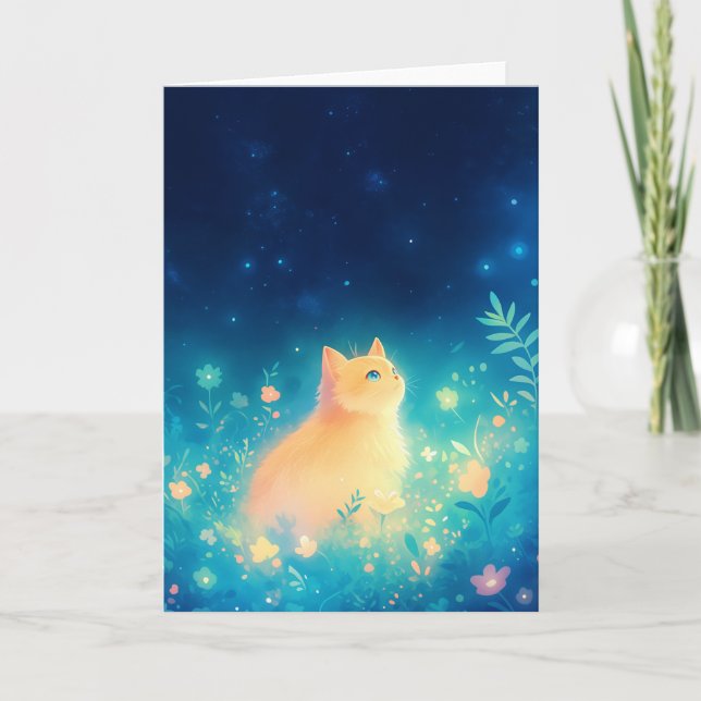 Carte Jardin mystique de chat orange (Devant)