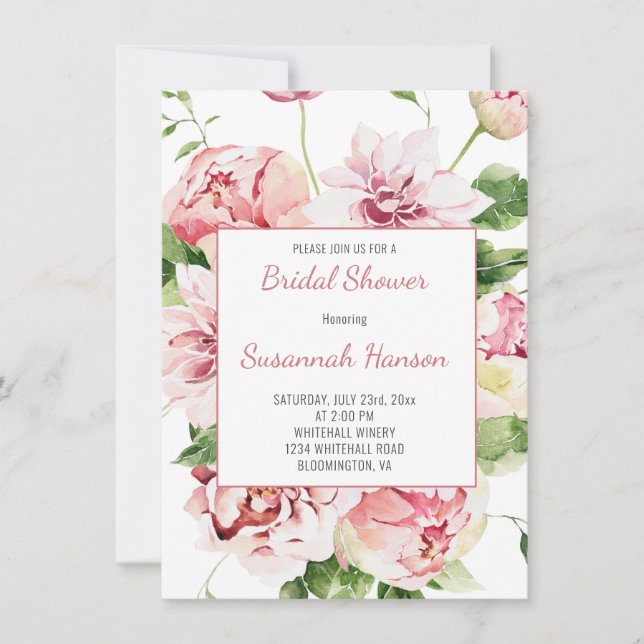 Carte Jardin rose, Dahlias, Mariée Rose (Devant)