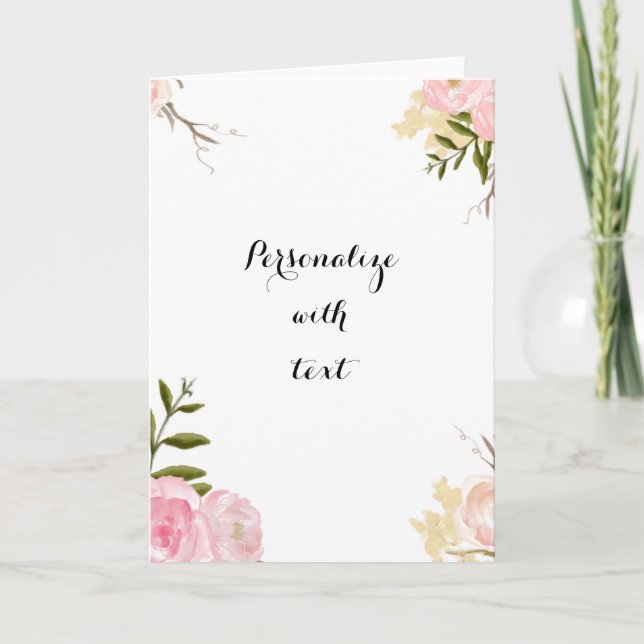 Carte Jardin rose romantique Aquarelle Florale (Devant)