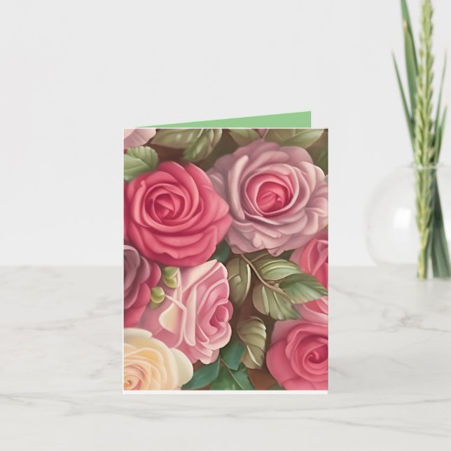 Carte Jardin Rose victorien - Fleurs rose pastel (Devant)