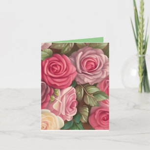 Carte Jardin Rose victorien - Fleurs rose pastel