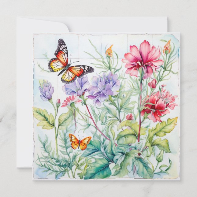 Carte Jardin tranquille : Anniversaire du papillon flora (Devant)