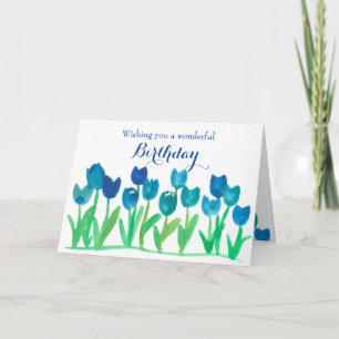 Carte Jardin Tulip Fleurs d'aquarelle Joyeux anniversair